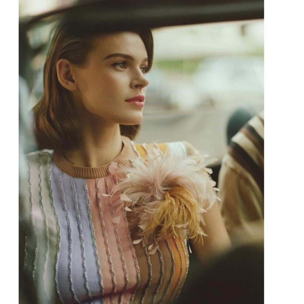 Anthropologie Eva Franco Shimmer Striped Knit Sweater Tank Top